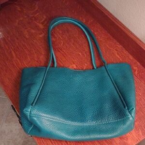 Chic Teal Leather Shoulder Bag, Portland Leather Goods